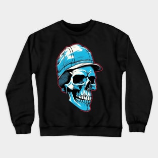 Feeling vintage and edgy with this retro skull art on spruce blue Crewneck Sweatshirt